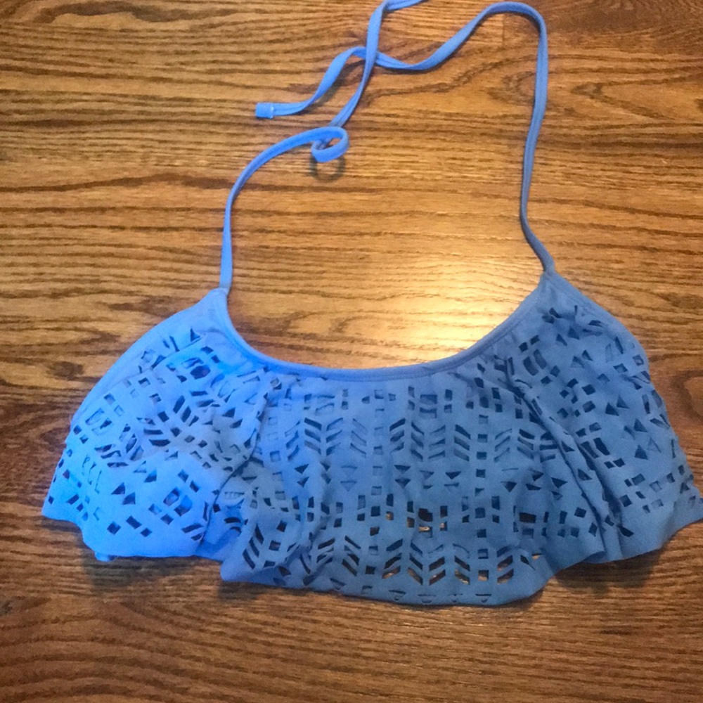 Nordstrom blue flounce bikini top